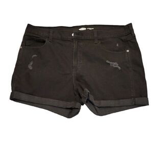 Old Navy Mid-Rise Boyfriend Distressed Shorts Black 16